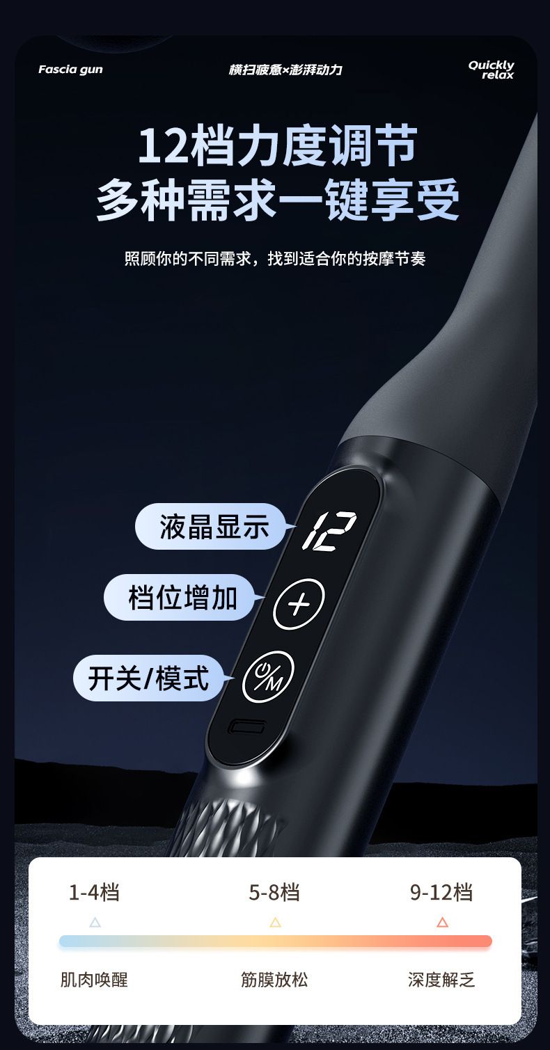 跨境双头弯头筋膜枪专业级电动手持斜方肌按摩捶肌肉放松全身按摩