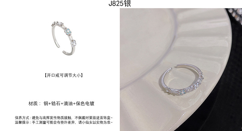 Silver zircon open adjustable ring, elegant