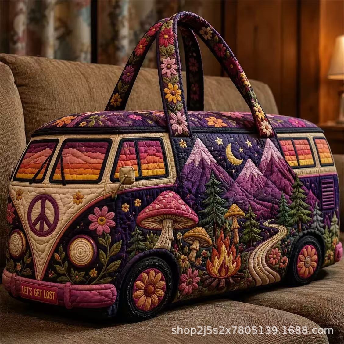 Gesteppte Reisetasche mit 3D-Druck