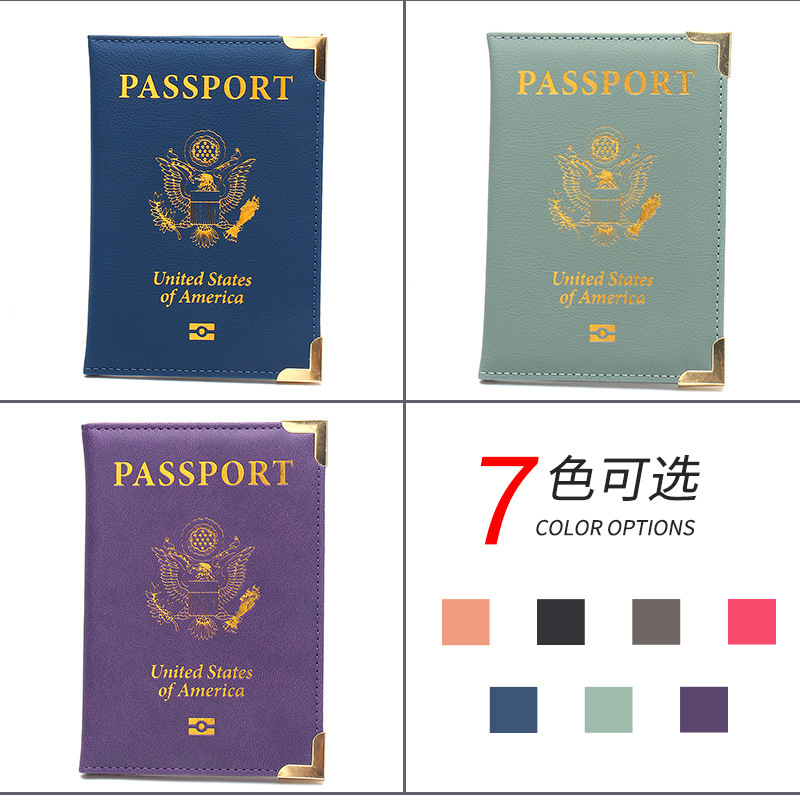 Passport Holder, Leather with Gold Hardware Corners