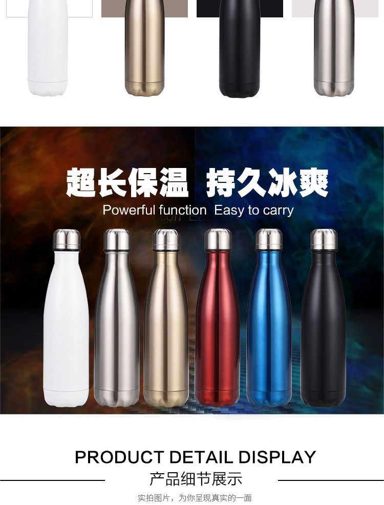 304 Stainless Steel Thermos Bottle, Double-Wall Vacuum Insulated