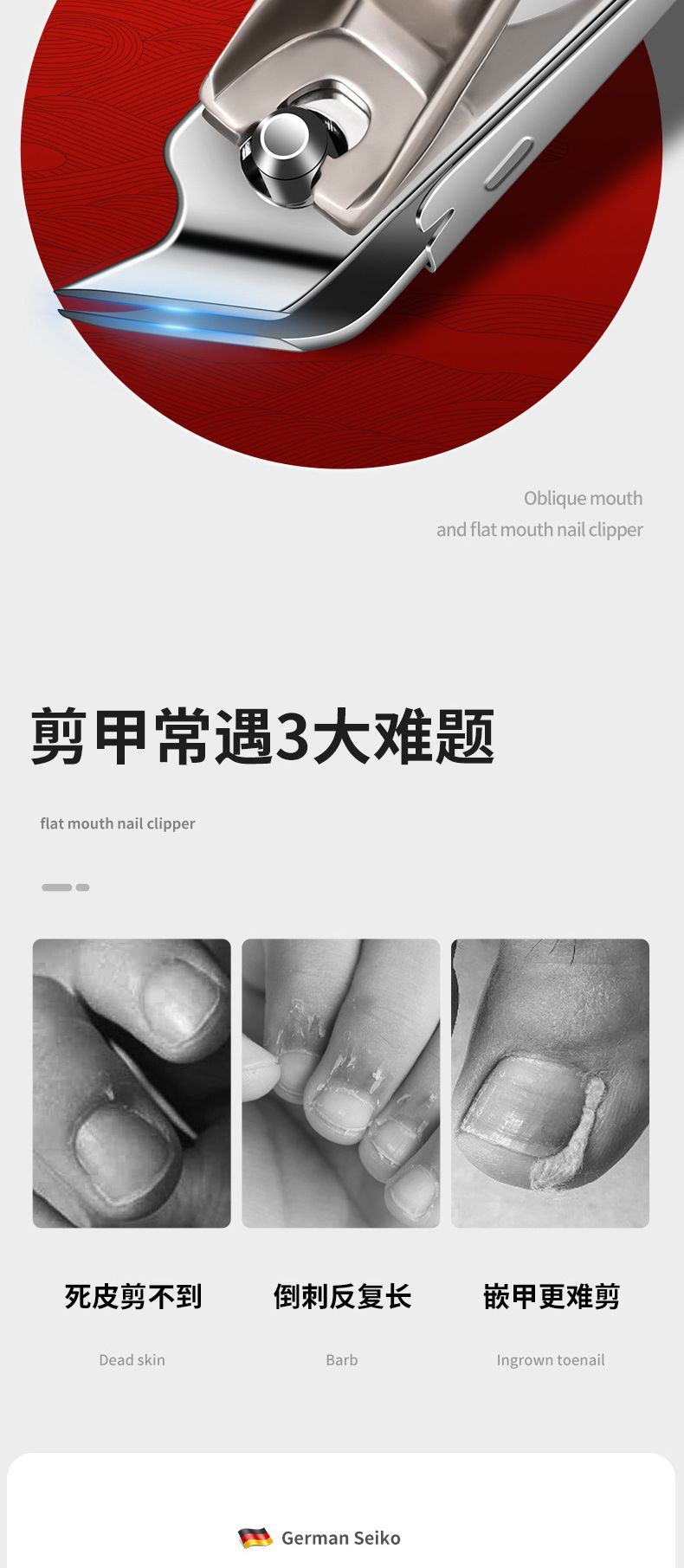 Nagelschere Set mit Spritzschutz und Schrägschnitt