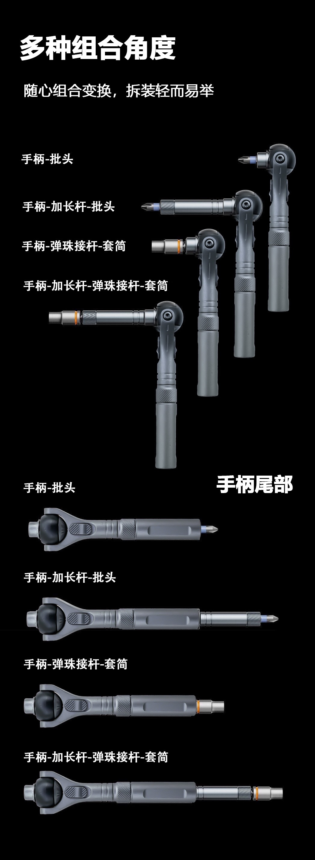 RS2 ratchet screwdriver set, multi-functional