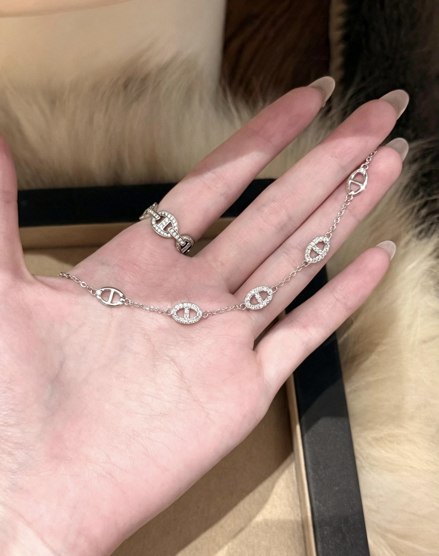 S925 Sterlingsilber Schweinennase Armband mit Zirkonia