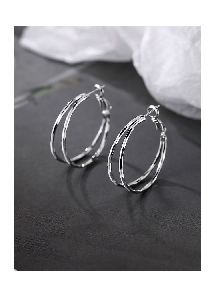 S999 sterling silver double layer ring earrings