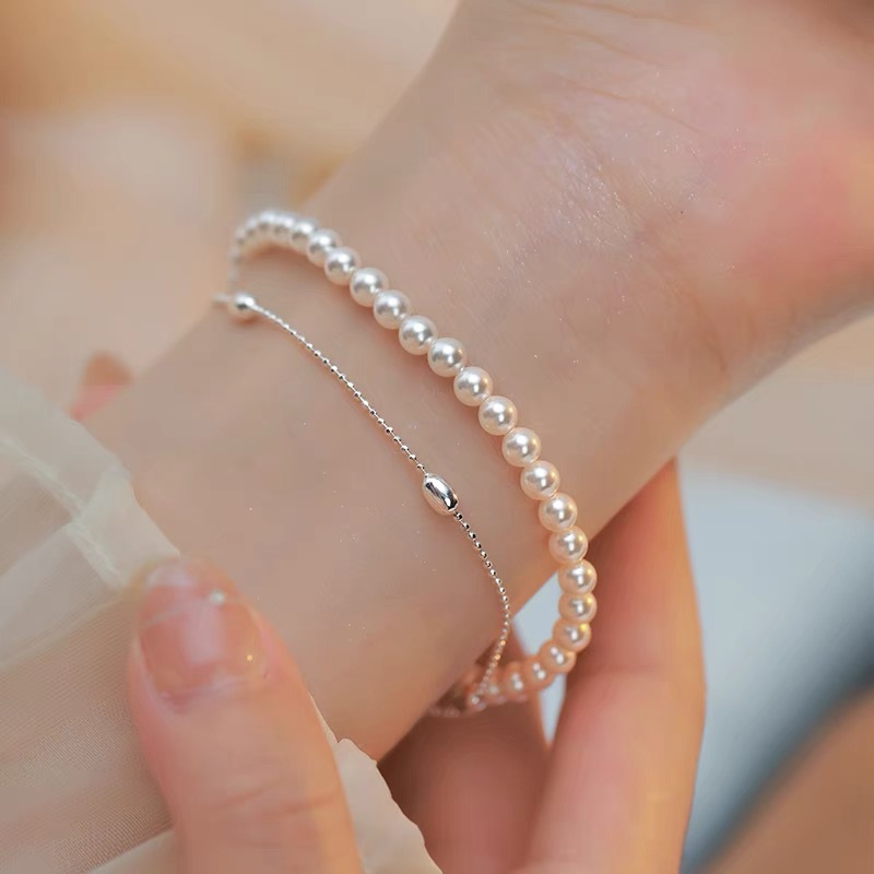 Damen-Armband aus 925er Silber mit Perlen, Luxus