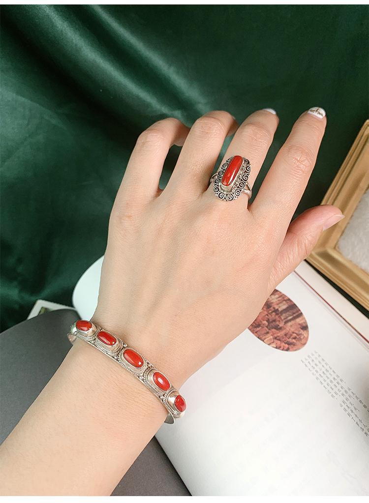 Nepal handgefertigtes Türkis-Armband, Silbereinlage, verstellbar