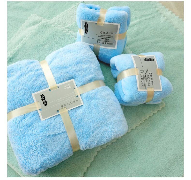 Mercan polar fleece havlu üç parçalı set
