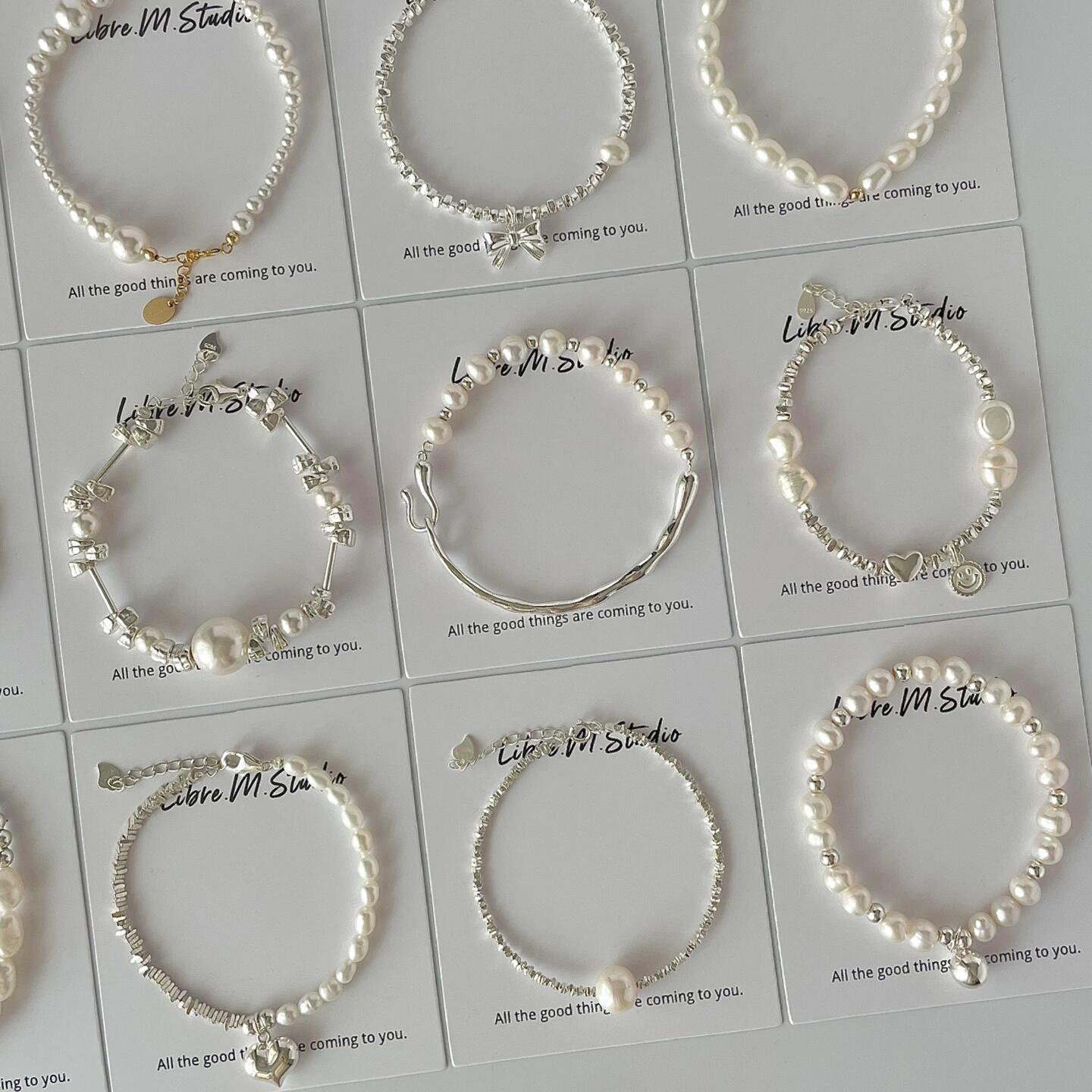 Pearl silver bracelet, S925 sterling, natural irregular, minimalist