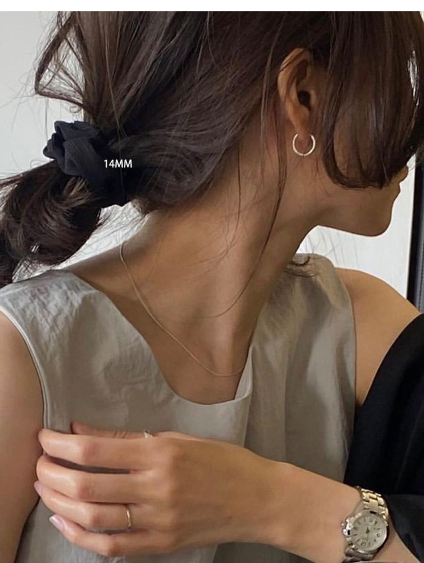 S999 sterling silver earring studs simple hoop design no-remove
