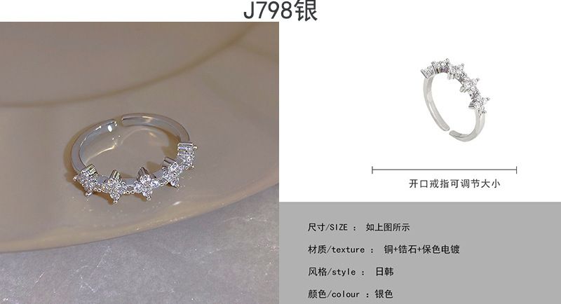 Pearl Zircon Butterfly Ring for Women, Couple Ring