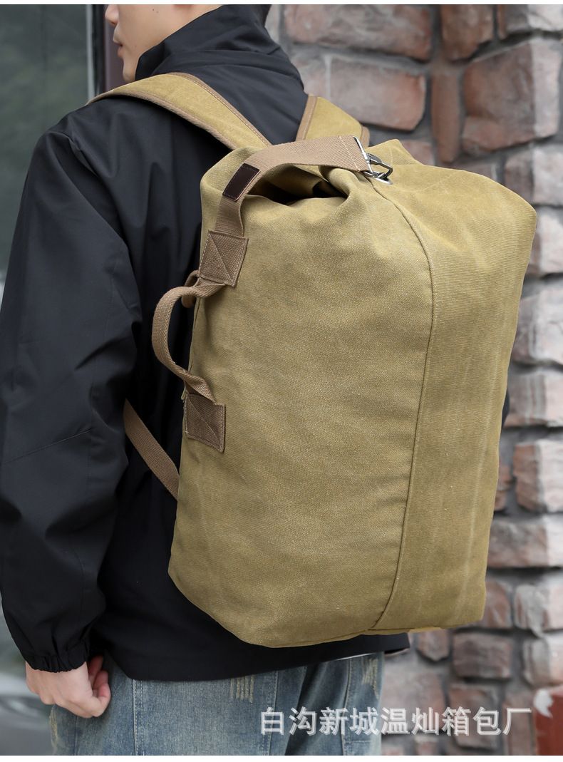 Leinwand-Zylinder-Rucksack, Laptop-Fach, unisex, Reisen