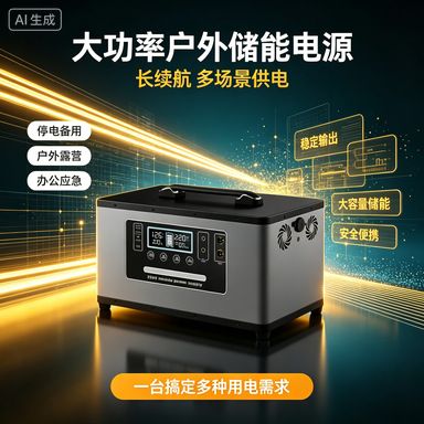 户外移动电源220v大容量便携家用自驾直播露营摆摊应急电瓶2000W