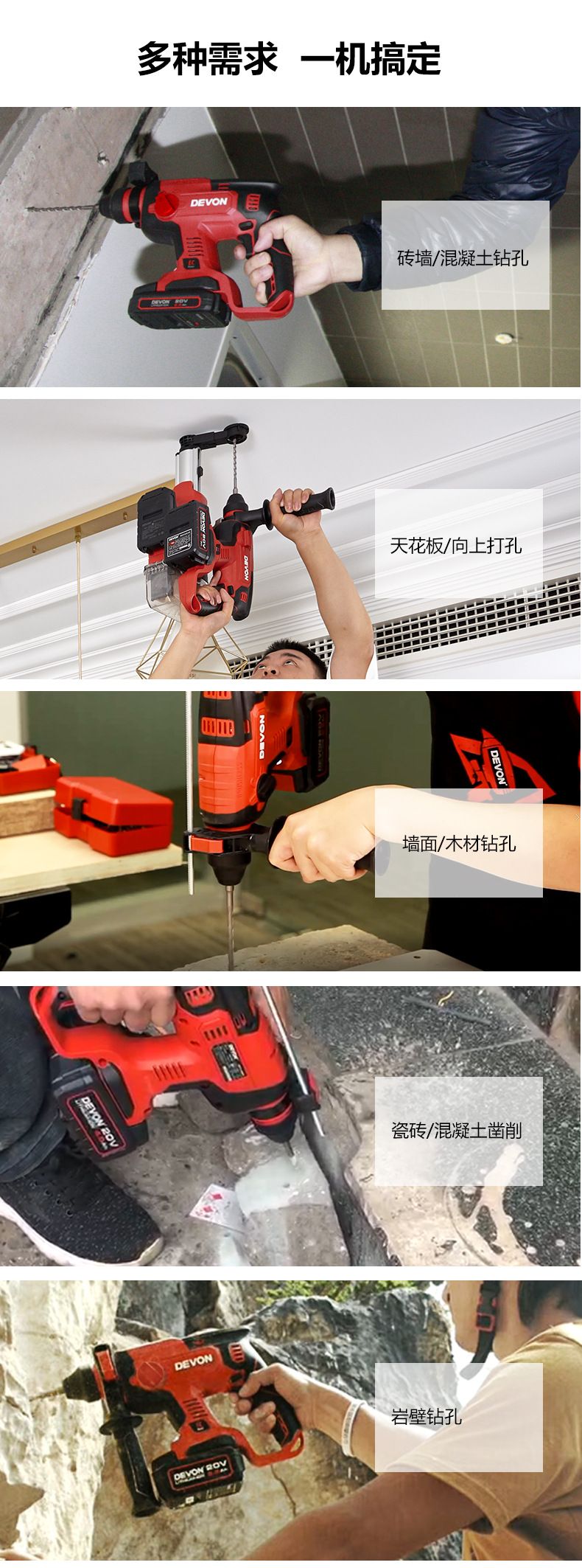 Devon Daya cordless brushless impact drill 5401, 3-4 piece set