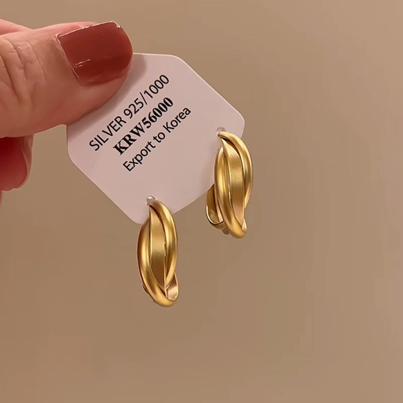 14K gold-plated geometric earrings, vintage style