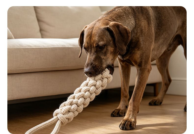Cotton rope slipper toy, dog teething, colored woven