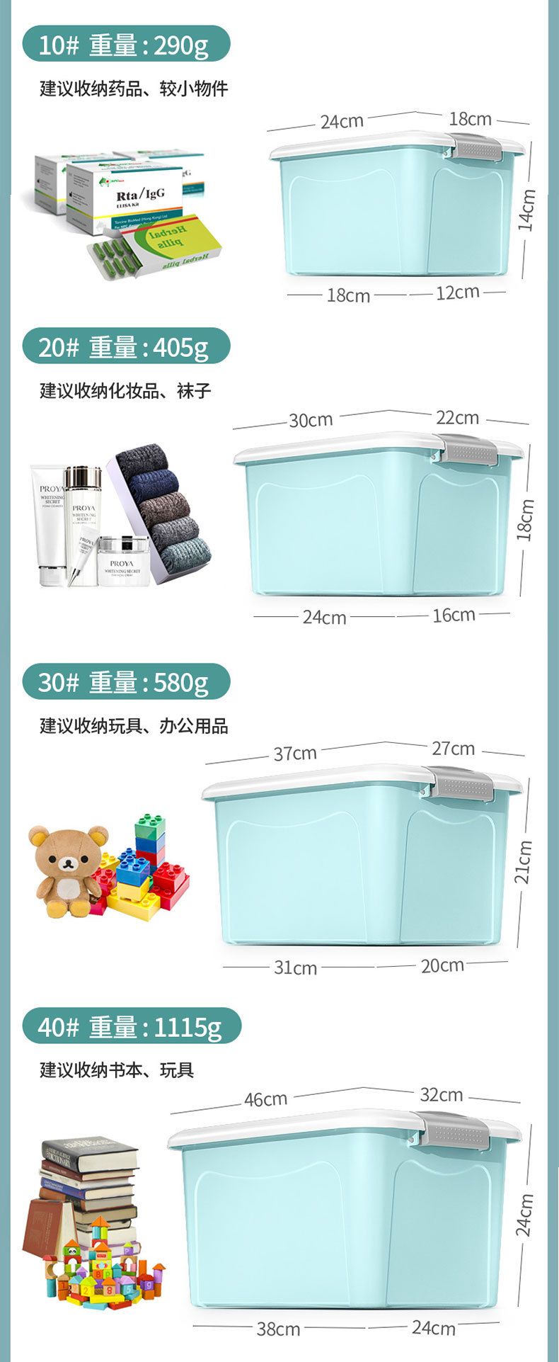 Extra Large Plastic Storage Box with Lid, High Capacity