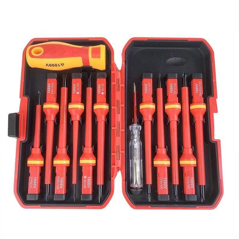 Insulated screwdriver set, 13-piece, high-voltage rated