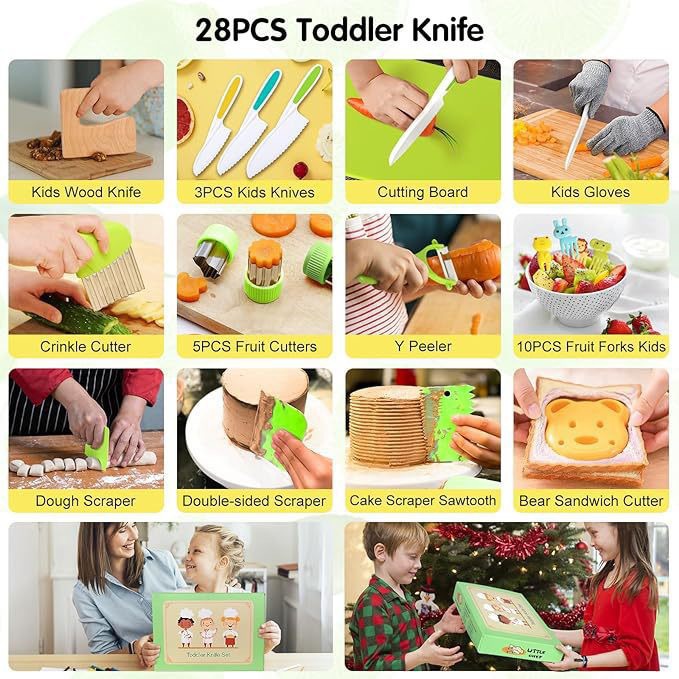 Children's plastic safety knife set for pretend play kitchen