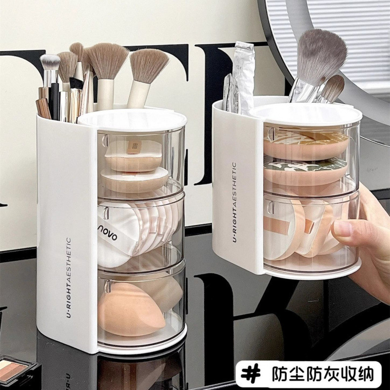 2-in-1 makeup organizer box with rotating design