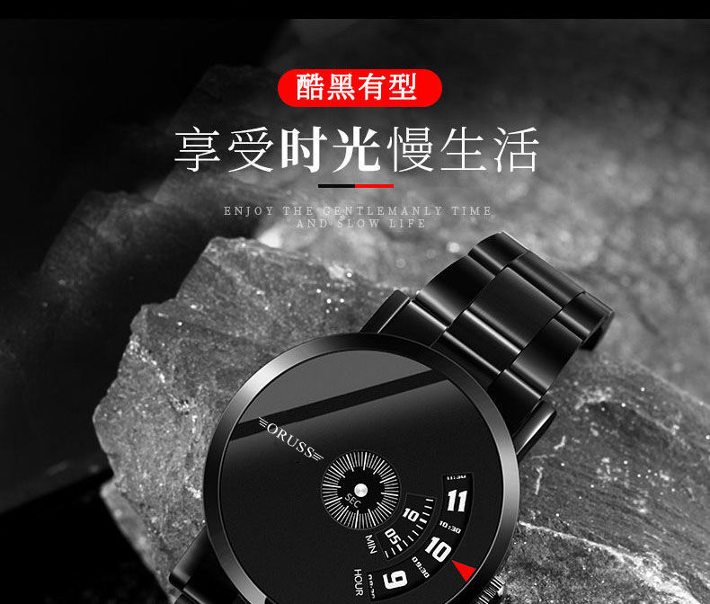 ORUSS正品一件代发新款男手表自动机芯星空钢带防水黑科技青少年