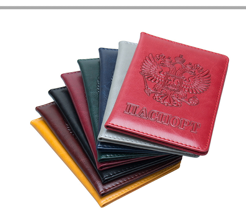 Russian emblem passport holder, 64 patterns, embossed design, card wallet