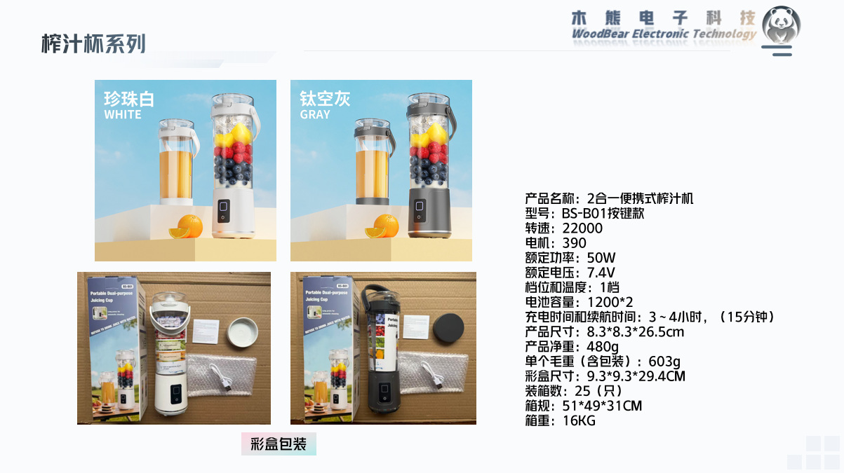 Portable electric juicer, ice crusher, wireless charging