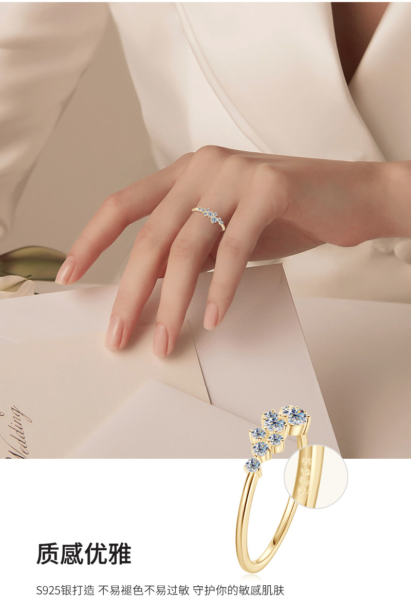Moissanit Ring für Damen mit Sternendesign, Silber