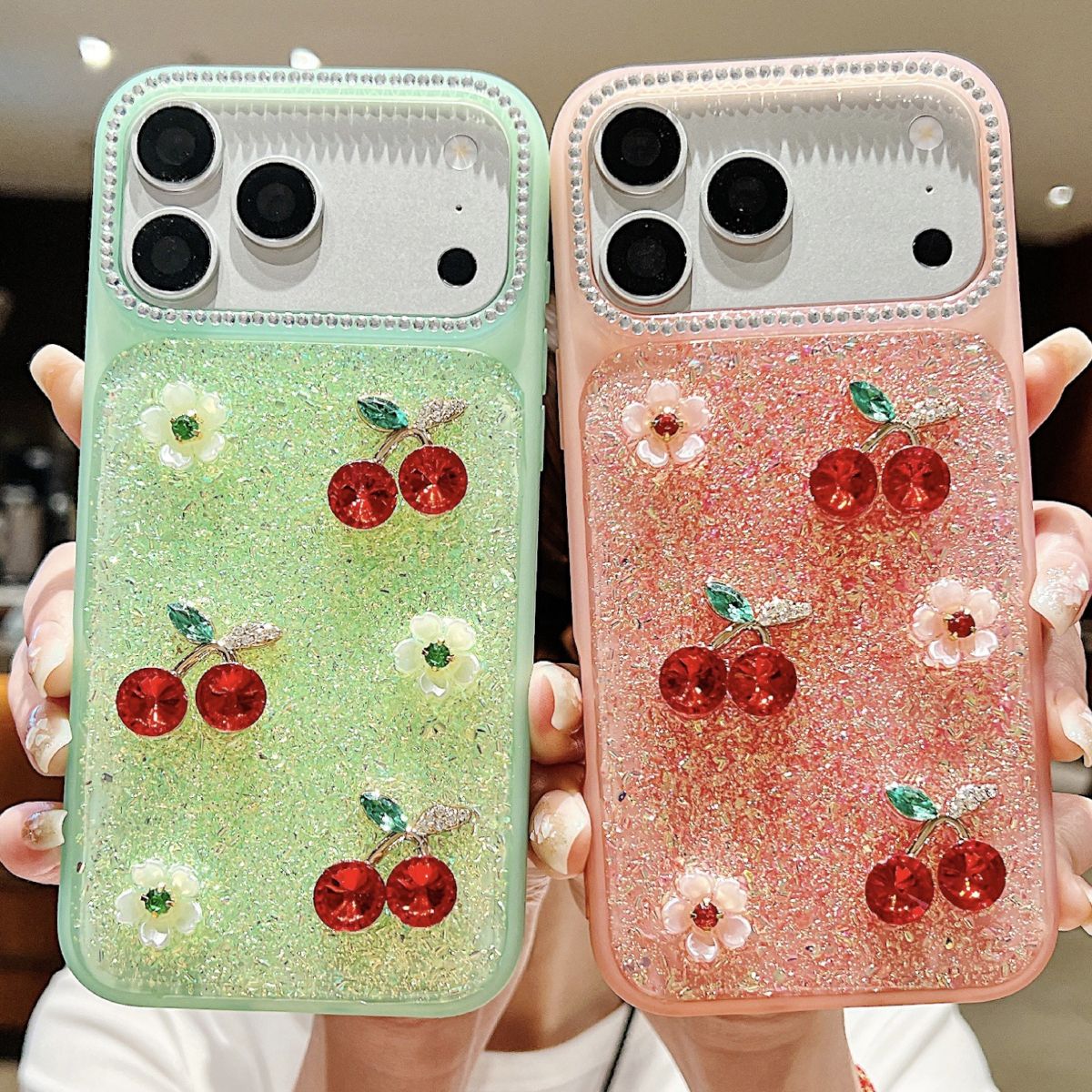 iPhone 18/17 Pro Max case with 3D pearl butterfly design