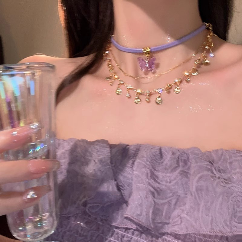 Strass-Quasten-Halskette, edles Design Schlüsselbein-Kette