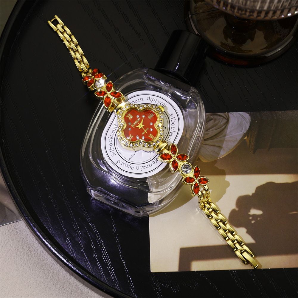Luxus-Damenuhr mit Kleeblatt-Design