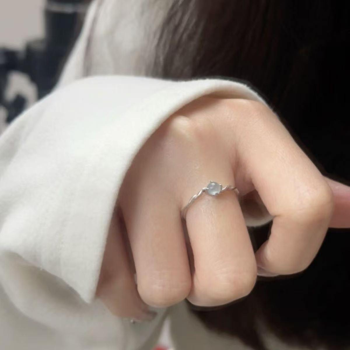 Blaugewässerter Ring, verstellbar, Damendesign