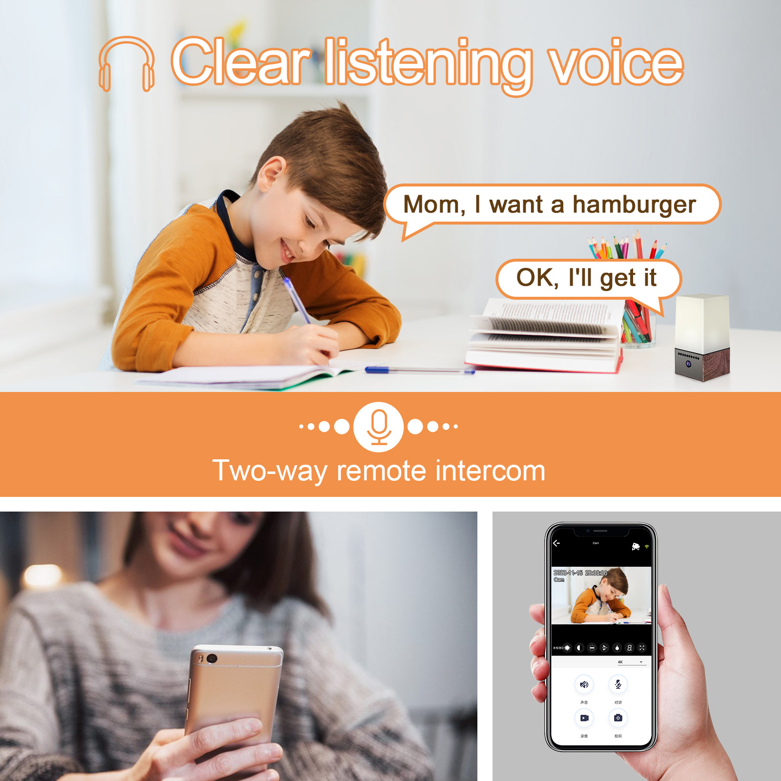 RGB atmosfer ışığı kamera, WiFi, HD, gece görüşü