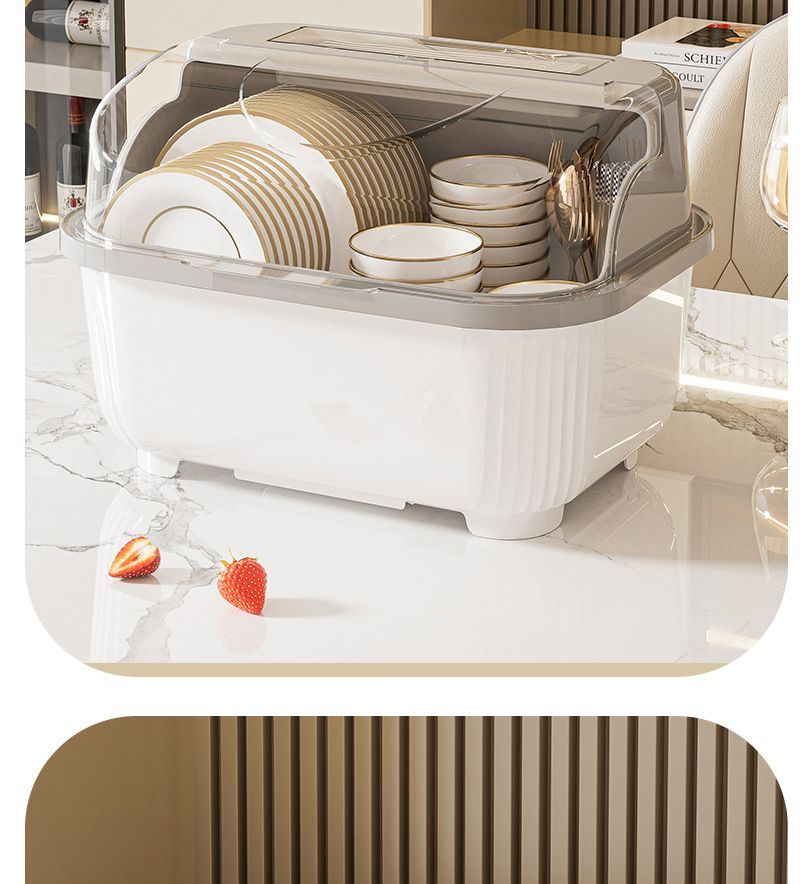 Kitchen storage box large capacity with draining rack