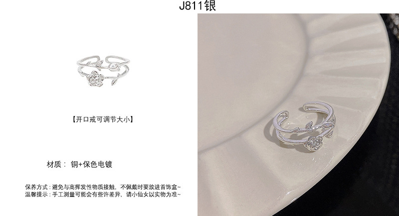 Silver zircon open adjustable ring, elegant