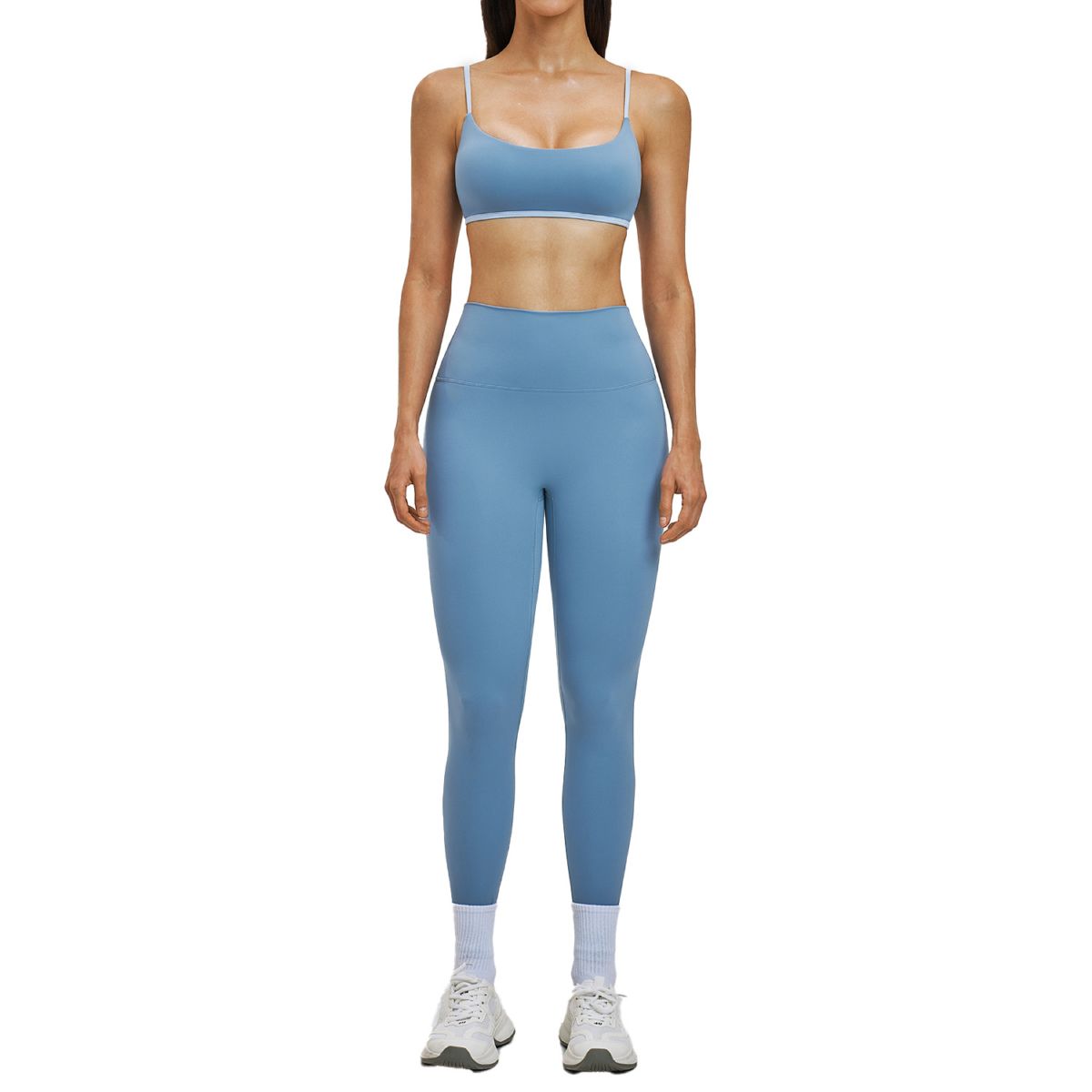 Yeni Amazon Çıplak Hisli Yoga Seti İnce Askılı Güzel Sırt Spor Seti Rahat Koşu Fitness Seti 6116