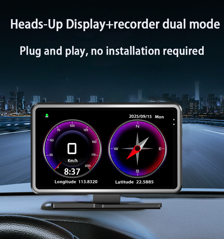 5-Zoll-HD-Dashcam, HUD-Head-up-Display 2-in-1