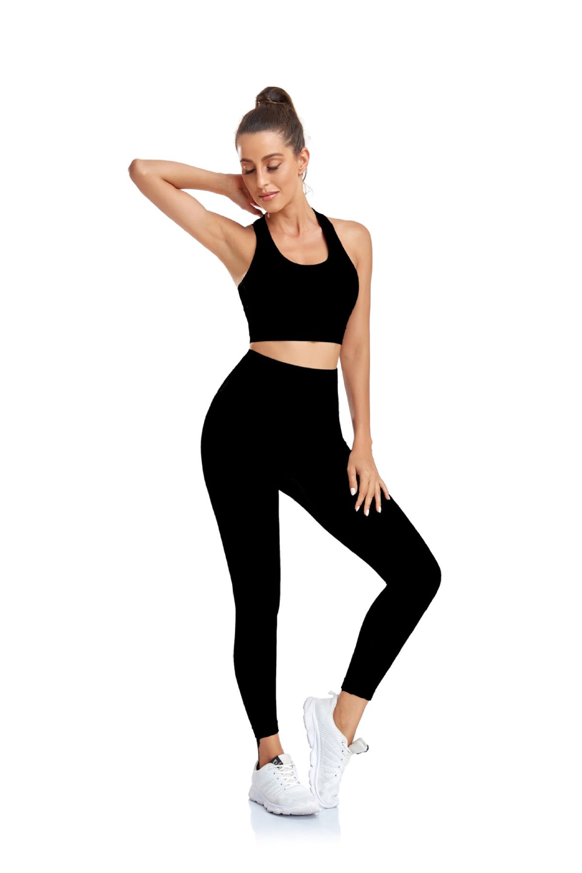 Avrupa ve Amerikan yeni yoga giyim seti profesyonel spor yoga pantolonları koşu kalça kaldırma dikişsiz spor çıplak sutyen toptan