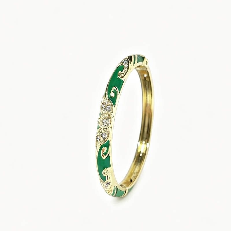 Enamel flower women's bracelet, open design