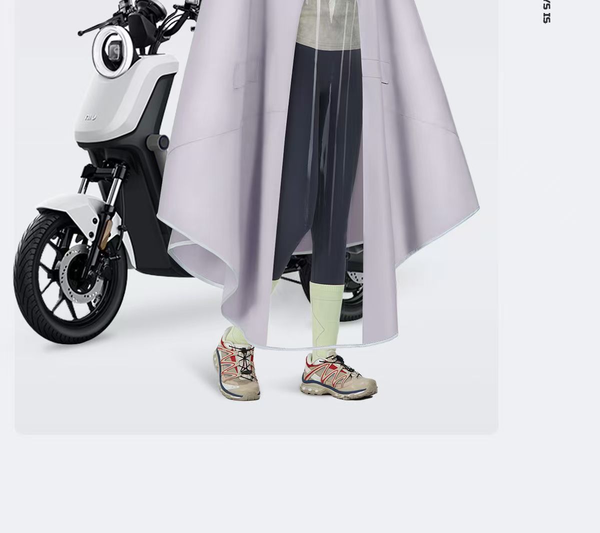 Elektrikli scooter yağmur pelerini, uzun, şeffaf, kalın