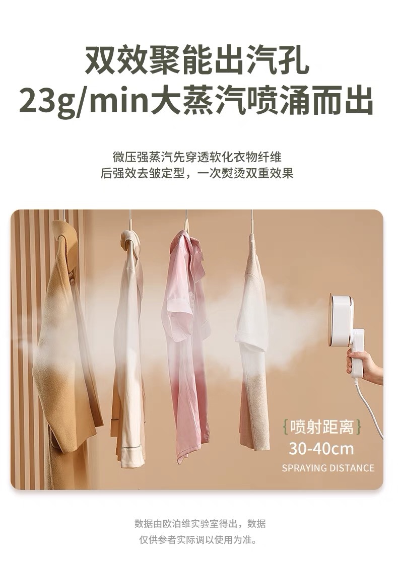 Portable handheld garment steamer, three-level digital display