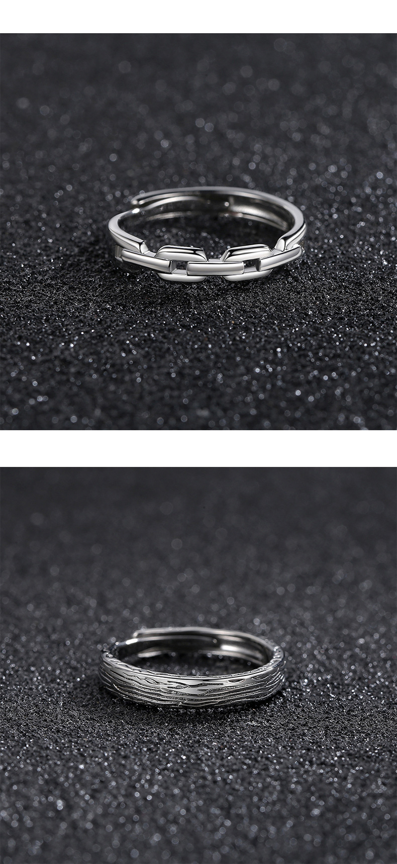 Men's combination stacking ring, retro open style