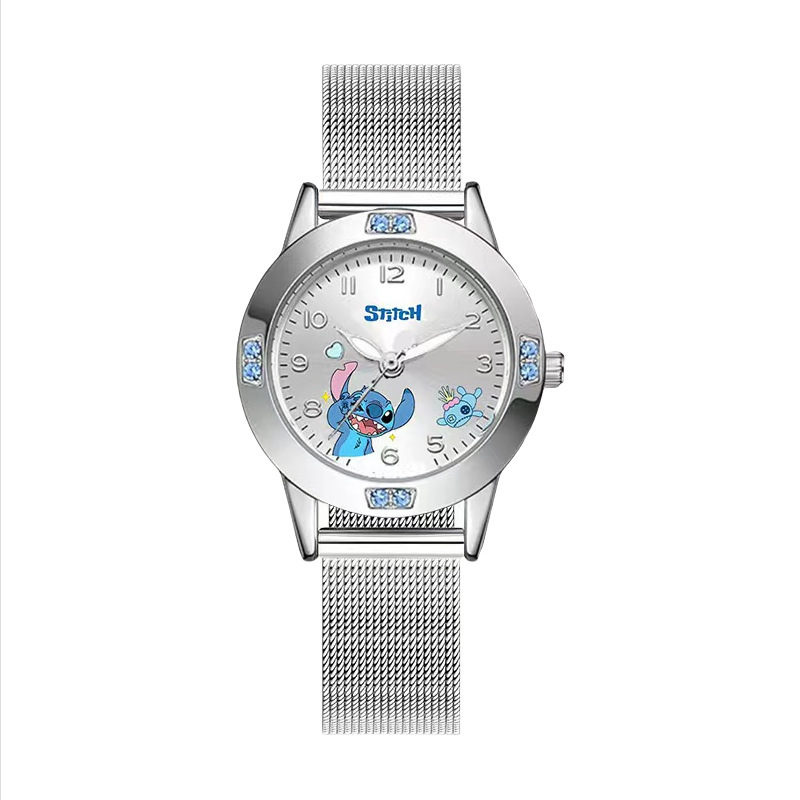 Cartoon-Damenuhr Quarzwerk Strass-Legierung Lederarmband