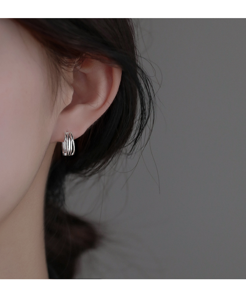 925 sterling silver multi-layer women's earrings