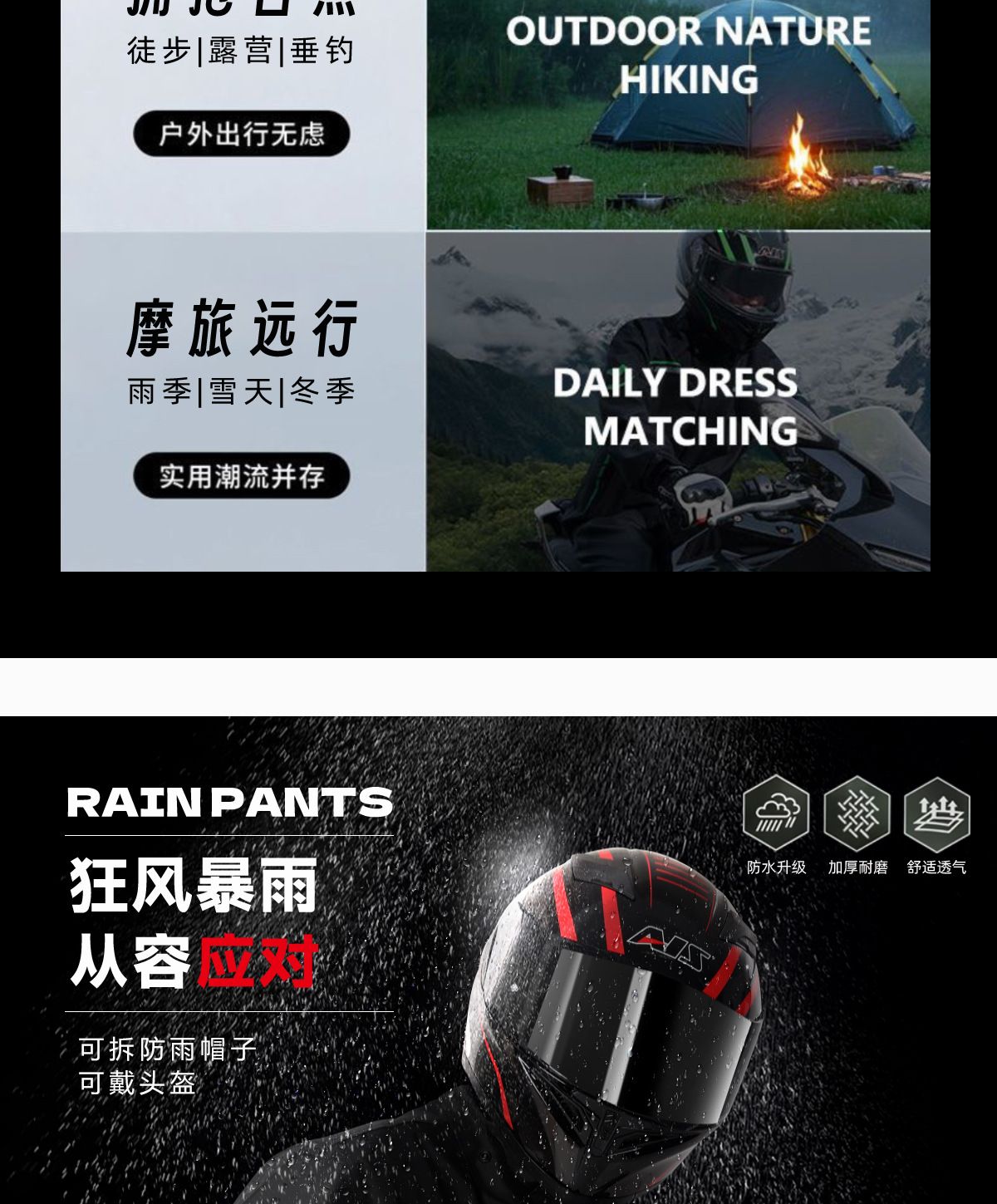 Two-piece motorcycle raincoat men's full-body suit