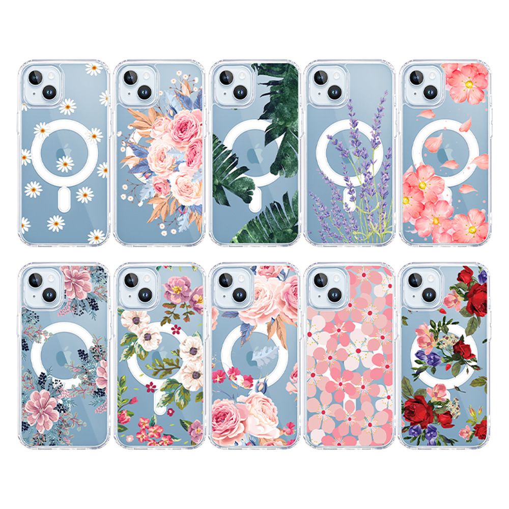 Apple iPhone 16E magnetic case, purple flower pattern TPU+PC