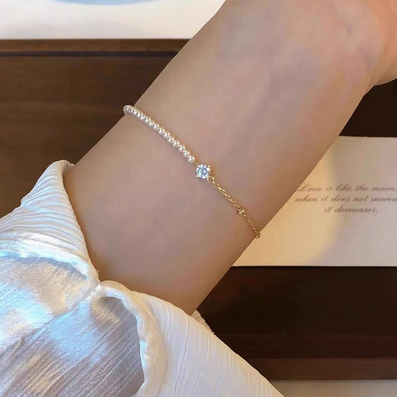 S925 Silber-Perlenarmband, minimalistisches Design