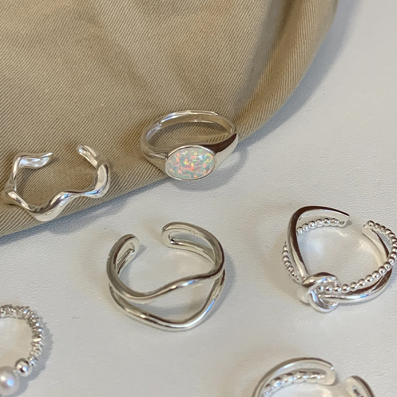 Moonstone silver ring, irregular design