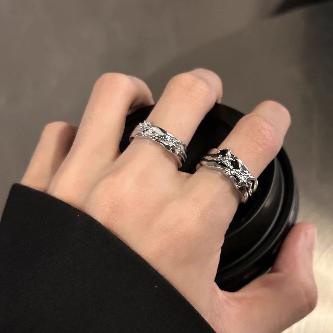Star Burst Ring, Men and Women, Dark Style, Luxury