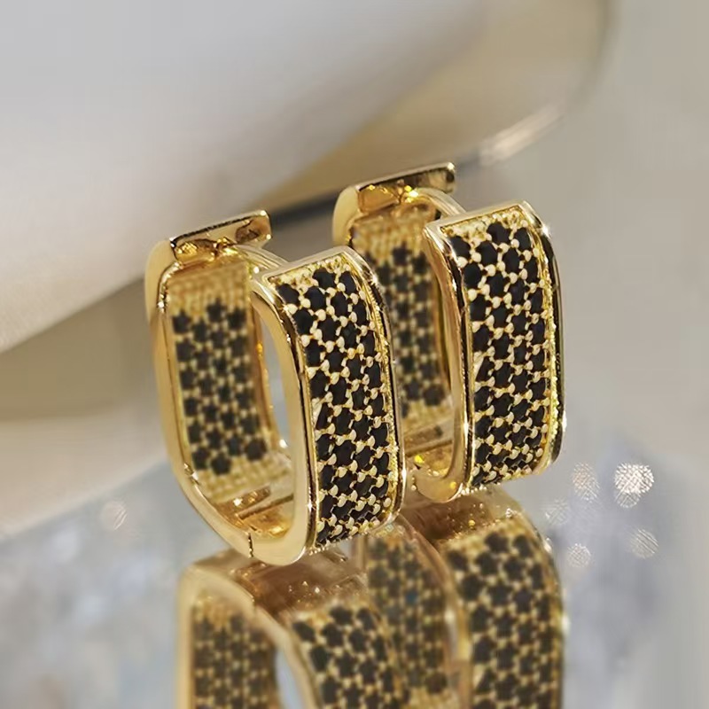 U-shaped copper zirconia ear clips, fashion earrings